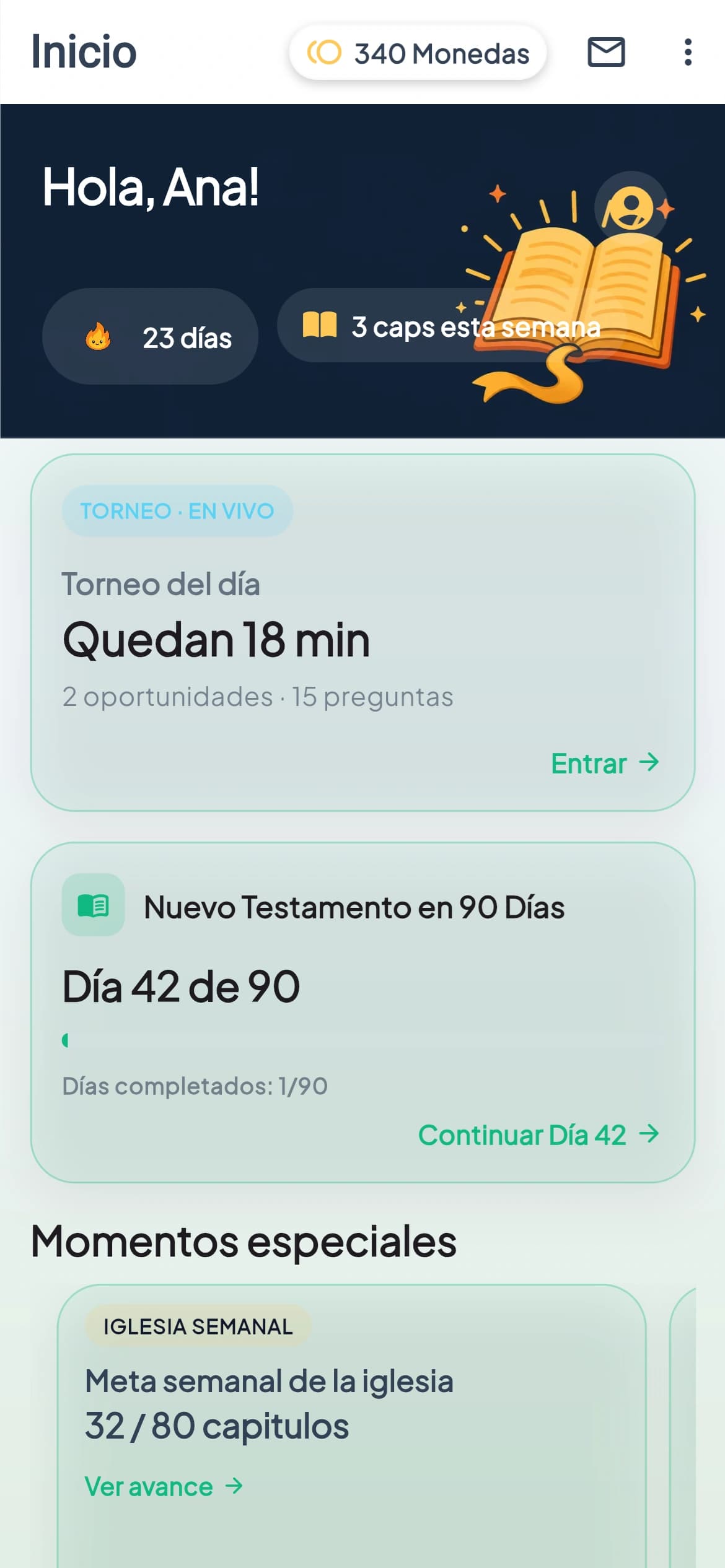 BibleVerse: Inicio, lectura diaria y progreso