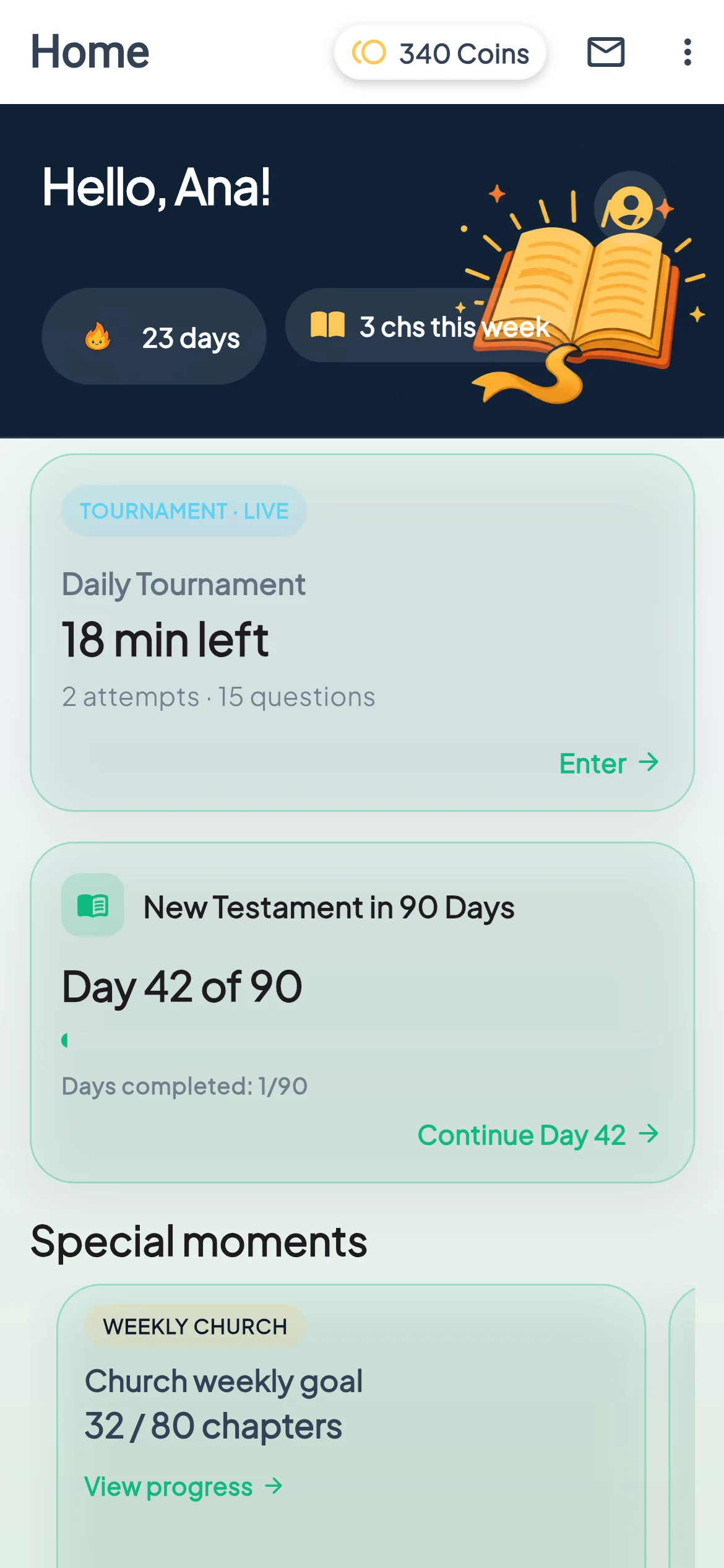 BibleVerse: Home, daily reading and progress