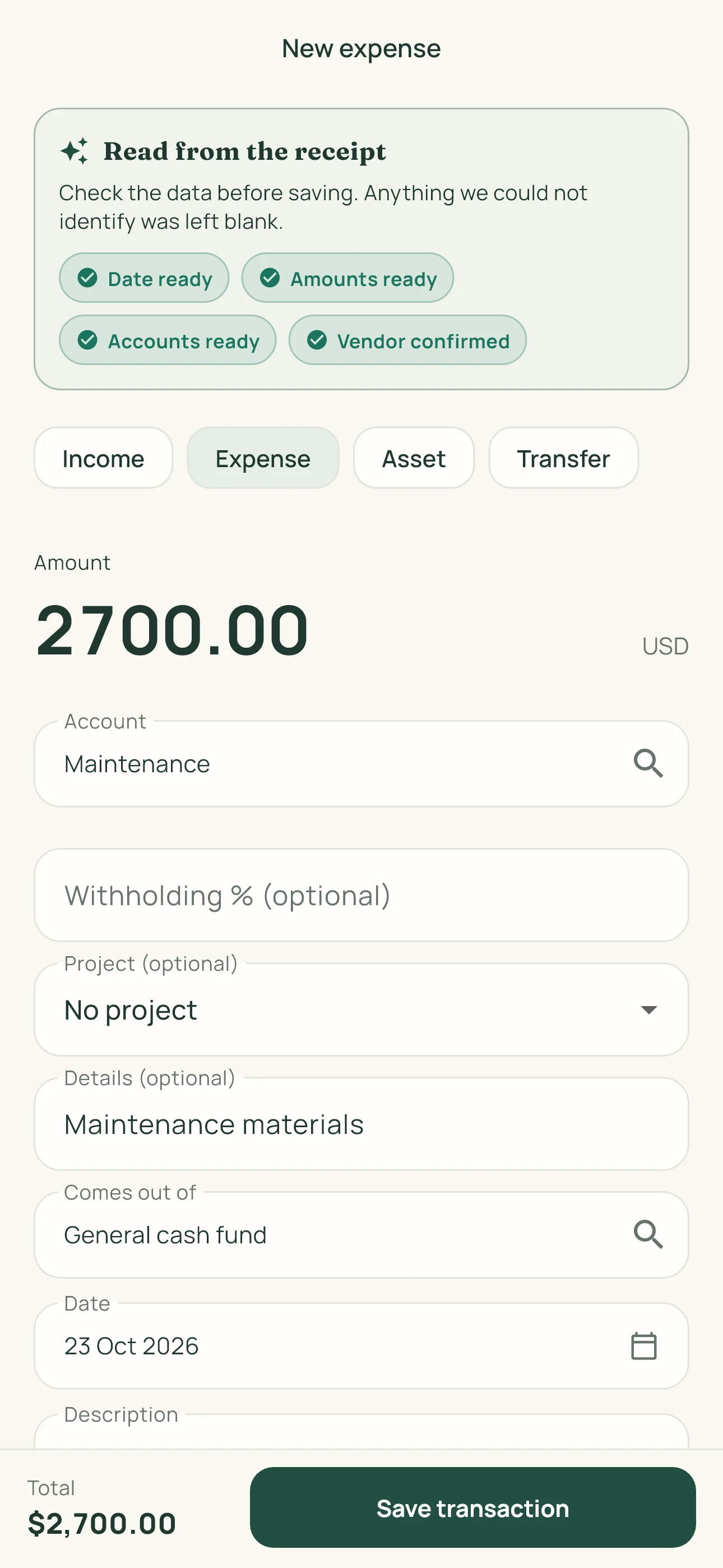 ContaIglesia: From receipt to an expense ready for review